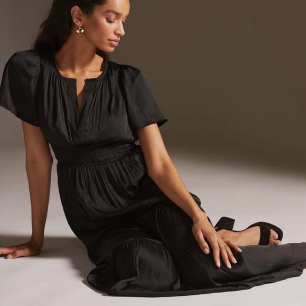 Anthropologie silk maxi long dress size M.